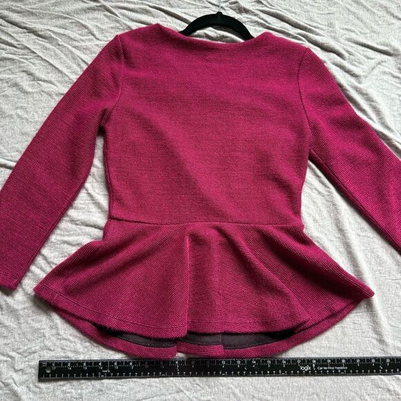 Sz Small Dolce Vita Pink Purple Peplum Beaded Quarter Sleeve Knit Blouse - Picture 6 of 7